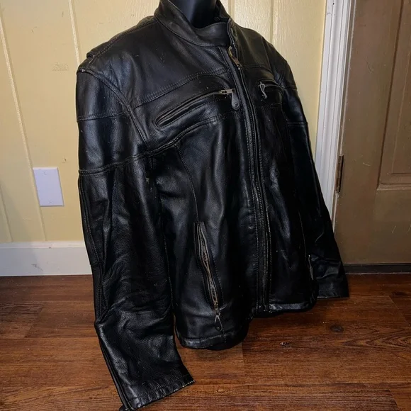 Vintage Zony Inc Heavy Duty Genuine Leather Motorcycle Jacket Size M - Picture 5 of 15